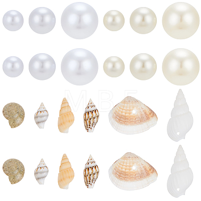 220Pcs 6 Styles Plastic Imitation Pearl Beads KY-SP0001-78-1