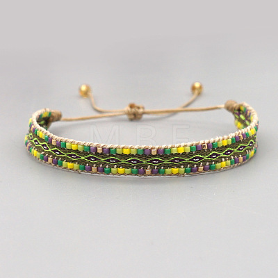 Adjustable Glass Seed Bead Braided Bracelets CW1056-1-1