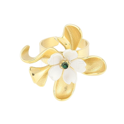 Flower Natural Shell Finger Rings RJEW-H234-01G-1