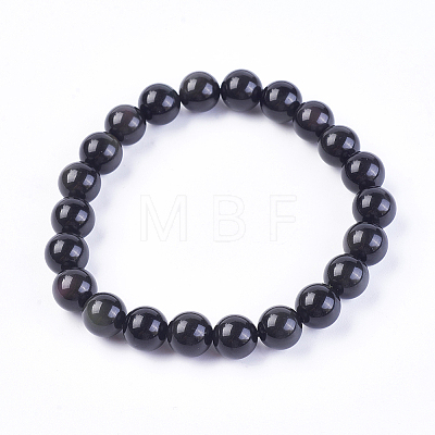 Natural Rainbow Obsidian Stretch Bracelets BJEW-F315-6mm-1