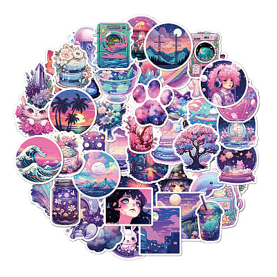 50Pcs Vinyl Self-Adhesive Cartoon Stickers PW-WG16796-01-1