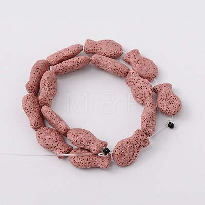 Fish Synthetic Lava Rock Beads Strands G-N0109-19-1