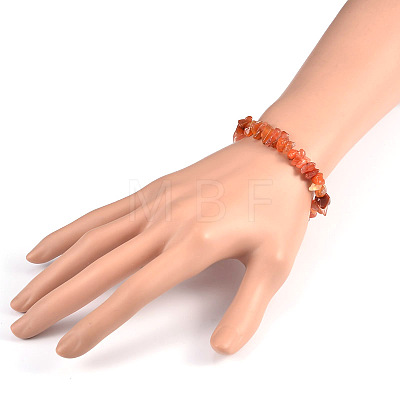 Chips Natural Carnelian Beaded Stretch Bracelets X-BJEW-JB01826-04-1