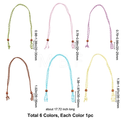 Gorgecraft 6Pcs 6 Colors Adjustable Braided Waxed Cord Macrame Pouch Necklace Making MAK-GF0001-01-1