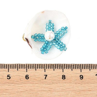 Glass Seed Baeded & Natural Shell Pendants PALLOY-MZ01370-01-1