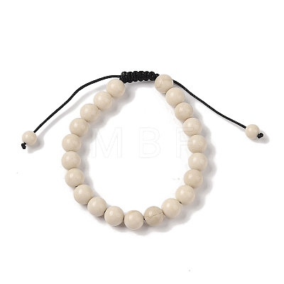 8mm Round Natural Fossil Braided Bead Bracelets BJEW-C067-01B-26-1