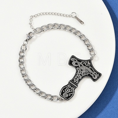 304 Stainless Steel Enamel Link Bracelets BJEW-P356-01B-P-1
