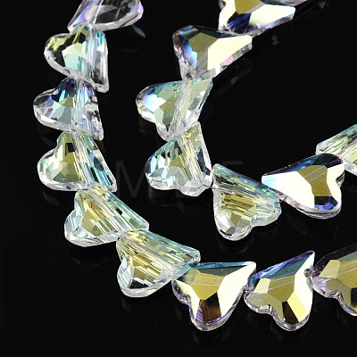 Electroplate Transparent Glass Beads Strands EGLA-N002-44-01-1