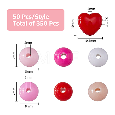 350Pcs 7 Style Opaque Acrylic Beads MACR-HY0001-01-1
