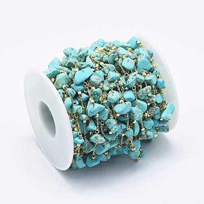 Handmade Synthetic Turquoise Beaded Chains CHC-I026-D-01G-1