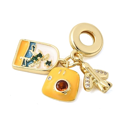 Brass Colorful Enamel European Dangle Charms KK-Z150-08G-1