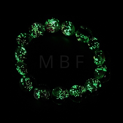 14MM Luminous Handmade Foil Glass Round Beaded Stretch Bracelets LA-CBA41F9-01C-1