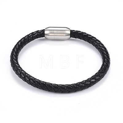 Man's Braided Leather Cord Bracelets BJEW-JB04255-02-1