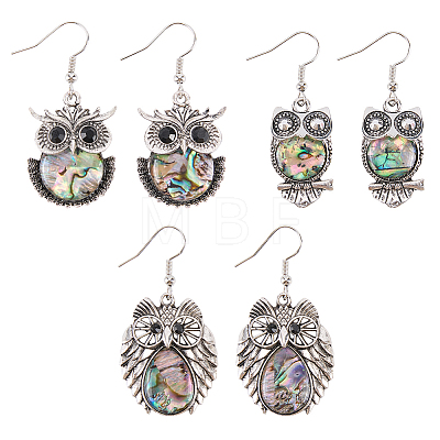 3 Pairs 3 Styles Alloy Dangle Earrings EJEW-WR0001-14-1