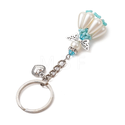 Acrylic Imitation Pearl Keychain KEYC-MZ00030-05-1