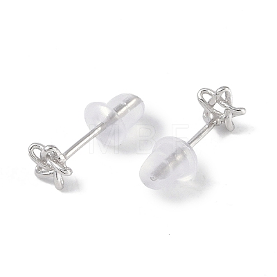 Anti-Tarnish Rhodium Plated 999 Sterling Silver Star Stud Earrings for Women EJEW-S215-03P-1