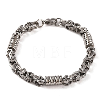 Tarnish Resistant 304 Stainless Steel Column Byzantine Chain Bracelets BJEW-B078-72P-1