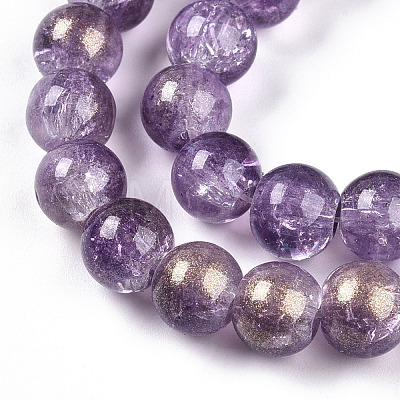 Transparent Crackle Glass Bead Strands GLAA-T025-8mm-02E-1