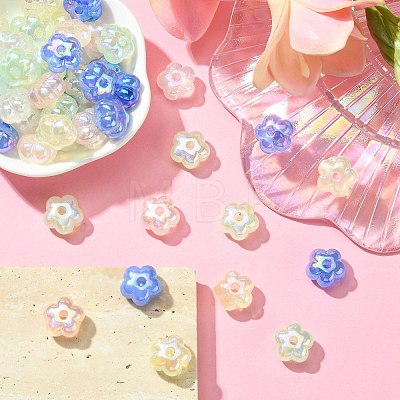 50Pcs UV Plating Rainbow Iridescent Acrylic Beads PACR-CJ0001-27-1