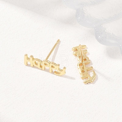 Brass Stud Earrings EJEW-P346-02C-G-1