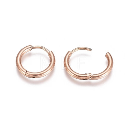 304 Stainless Steel Huggie Hoop Earrings EJEW-G272-02-10mm-RG-1