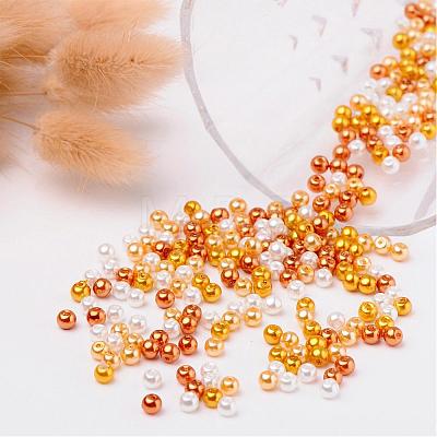Caramel Mix Pearlized Glass Pearl Beads HY-X006-4mm-02-1