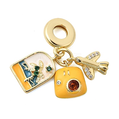 Brass Colorful Enamel European Dangle Charms KK-Z150-08G-1