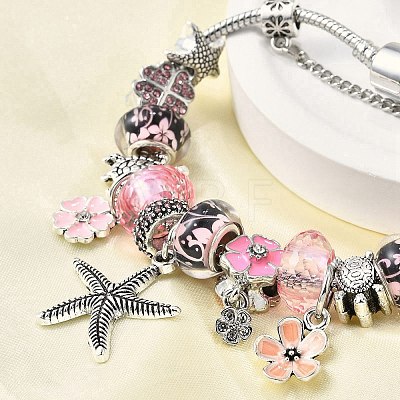 Alloy Enamel European Beads Charm Bracelets BJEW-F495-08P-1