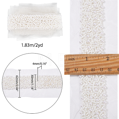 Fabric with Glass Beads Ribbon OCOR-WH0067-22-1