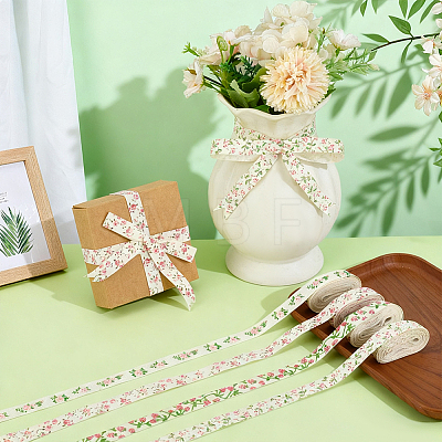 4Bags 4 Colors Printed Artificial Silk Ribbons OCOR-MA0001-82A-1