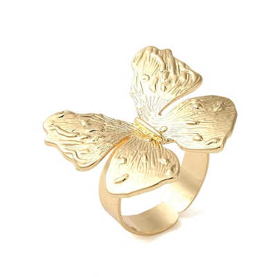 Butterfly Alloy Open Cuff Rings for Women RJEW-U006-06B-G-1