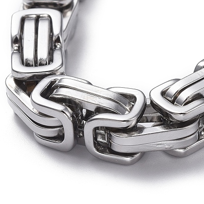 Unisex 201 Stainless Steel Byzantine Chain Bracelets BJEW-L637-34D-P-1