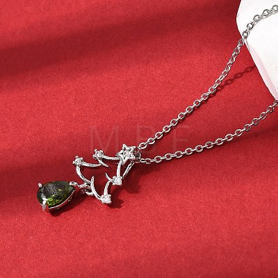 Christmas Snowflake Brass Micro Pave Cubic Zirconia Pendants Necklaces NJEW-L468-01P-B01-1