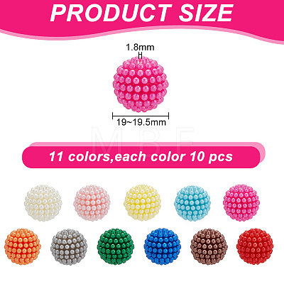 110Pcs 11 Colors ABS Plastic Imitation Pearl Beads KY-AR0001-21-1
