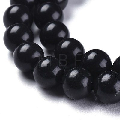 Natural Black Stone Beads Strands X-G-I288-A02-8mm-1