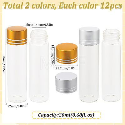 SUNNYCLUE 24Pcs 2 Colors Clear Glass Bottles Bead Containers CON-SC0001-13C-02-1