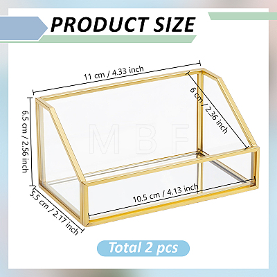 2Pcs Glass Business Card Box ODIS-GO0001-26-1