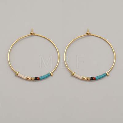 Bohemian Handmade Glass Seed Beads Hoop Earrings AM1646-6-1
