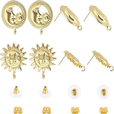  4 Pairs 2 Style Brass Stud Earring Findings KK-NB0002-50-1