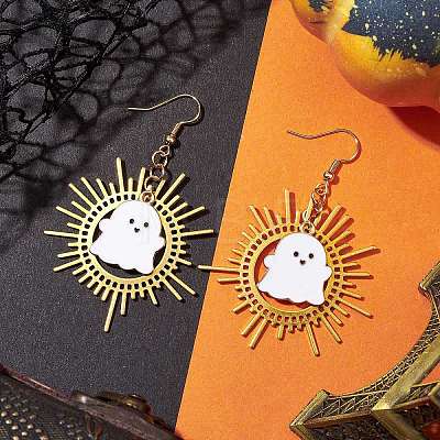 Ghost Alloy Enamel Dangle Earrings EJEW-TA00492-1