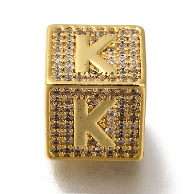 Brass Cubic Zirconia Beads KK-Q818-01K-G-1