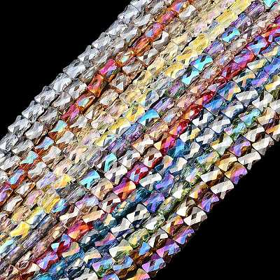 AB Color Plated Transparent Glass Beads Strands EGLA-P051-06A-A-1