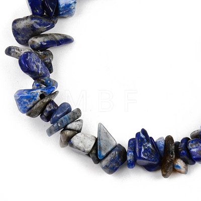 Unisex Chip Natural Lapis Lazuli Beaded Stretch Bracelets BJEW-S143-07-1