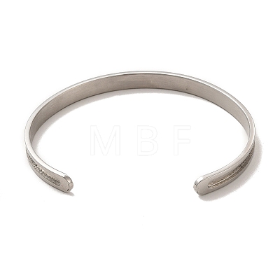 C-Shaped 201 Stainless Steel Grooved Cuff Bangles STAS-G306-05P-1