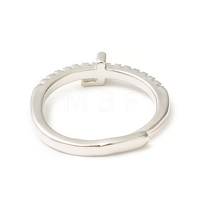 Clear Cubic Zirconia Initial Letter Adjustable Ring RJEW-C052-01P-L-1