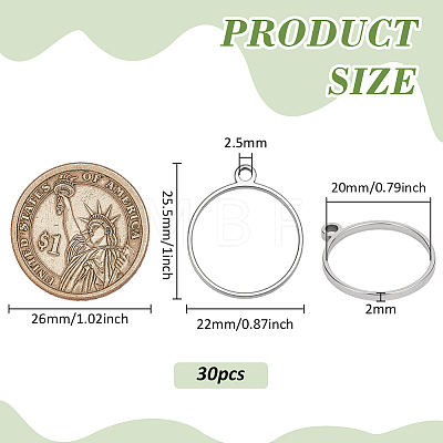 30Pcs Stainless Steel Pendants STAS-FG0001-08-1