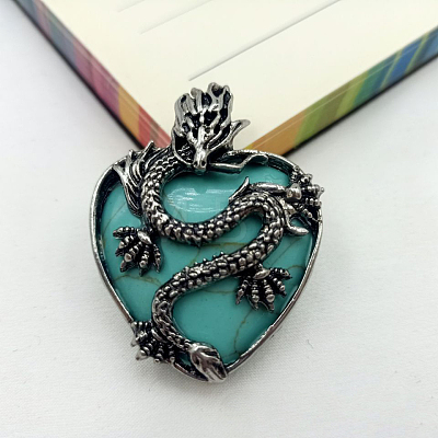 Synthetic Turquoise Heart Pendants PW-WG82264-04-1