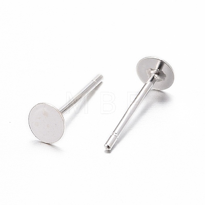 925 Sterling Silver Round Flat Pad Stud Earring Findings STER-T002-200S-1