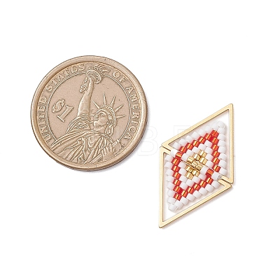 Glass Seed Beaded Connector Charms PALLOY-MZ01110-01-1