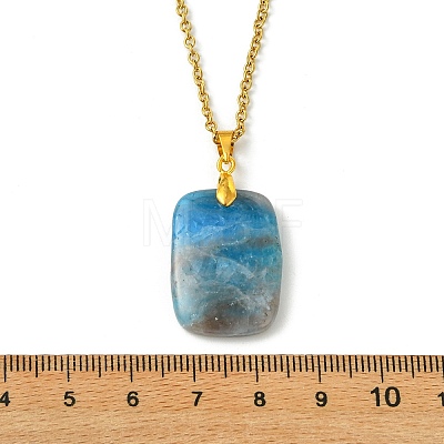 Natural Apatite Rectangle Pendant 304 Stainless Steel Cable Chain Necklaces NJEW-JN06210-02-1